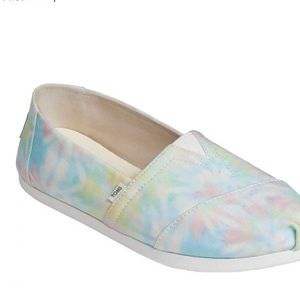 TOMS Pastel Neon Tie Dye Jersey Canvas Fabric Slip - On Rubber Sole Alpargata